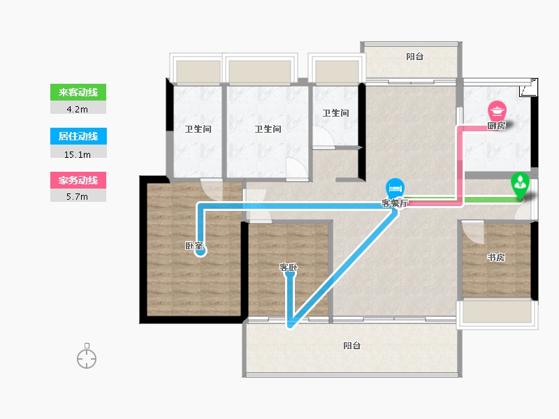 湖南省-郴州市-五岭央著-107.00-户型库-动静线