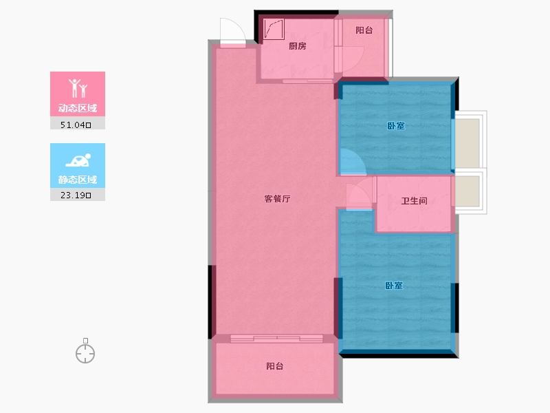 广东省-惠州市-天安珑城二期-66.71-户型库-动静分区