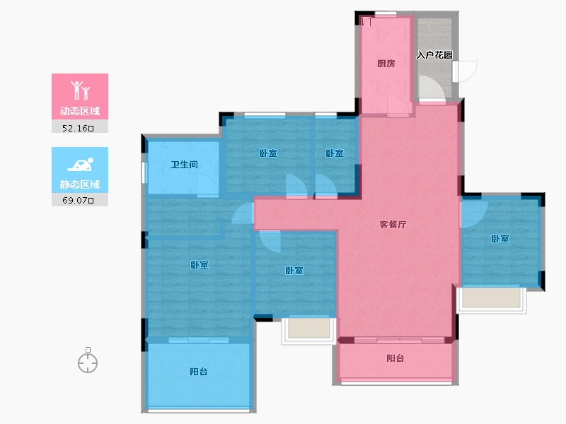 湖南省-长沙市-长沙恒大半山悦府-113.06-户型库-动静分区