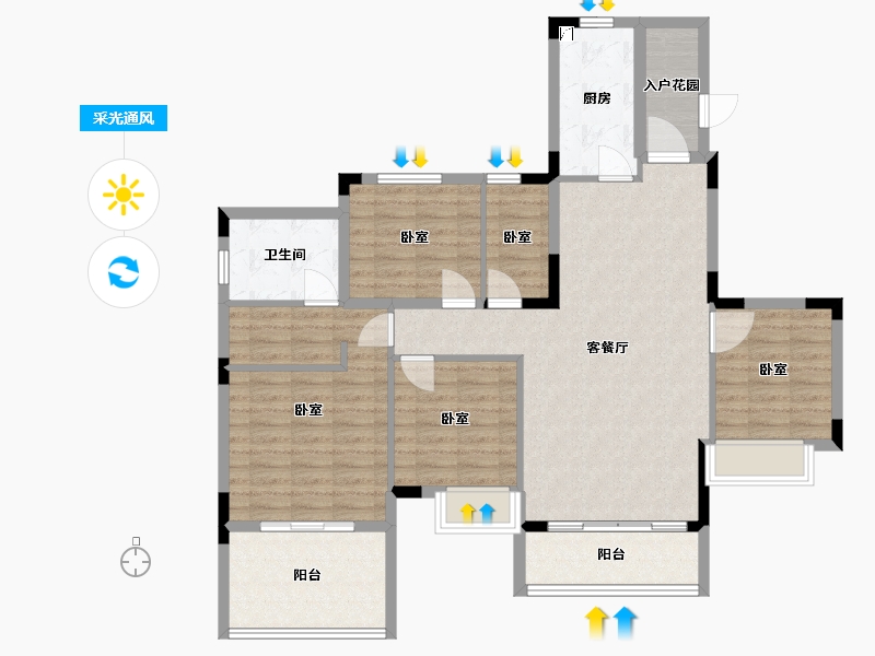 湖南省-长沙市-长沙恒大半山悦府-113.06-户型库-采光通风