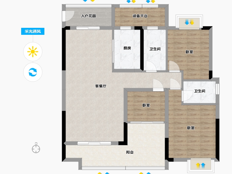 湖南省-怀化市-力达·阅江山-108.74-户型库-采光通风