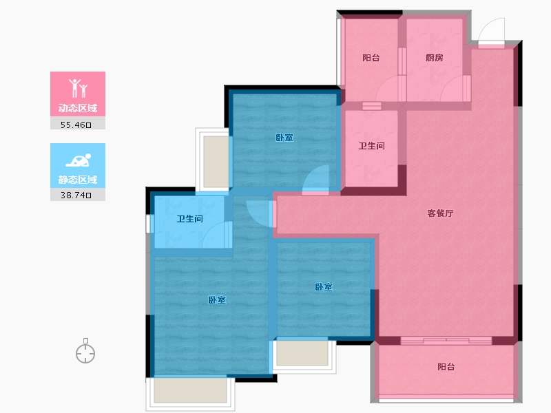 湖南省-常德市-第一书香二期-81.95-户型库-动静分区