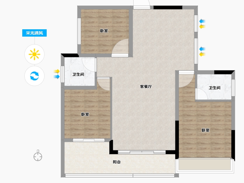 湖南省-常德市-石门三江欣城-105.00-户型库-采光通风