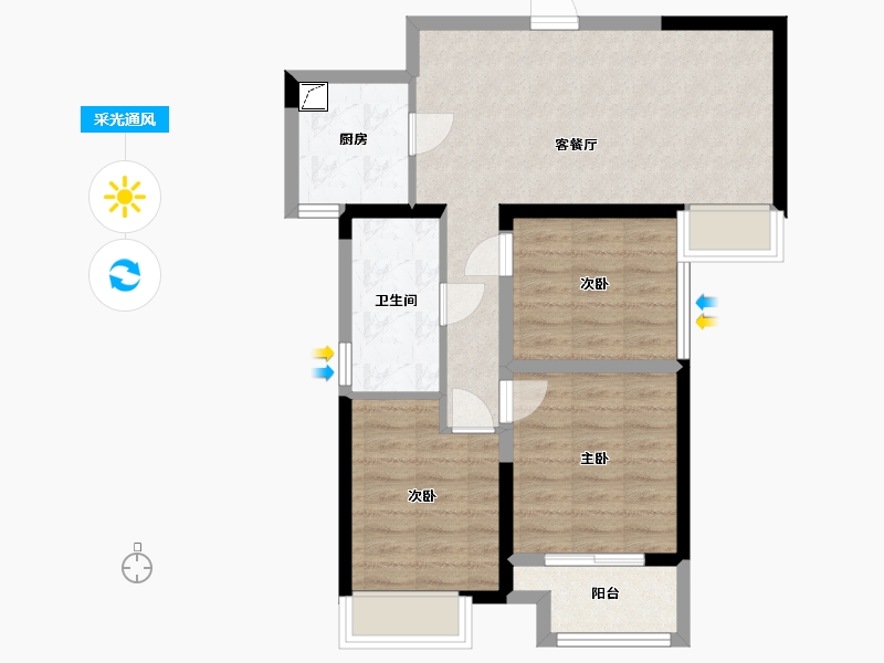 河南省-郑州市-朗悦公园府-67.78-户型库-采光通风