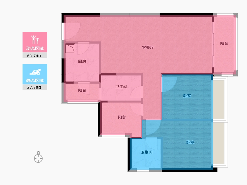 广东省-广州市-碧桂园凤凰湾-82.53-户型库-动静分区