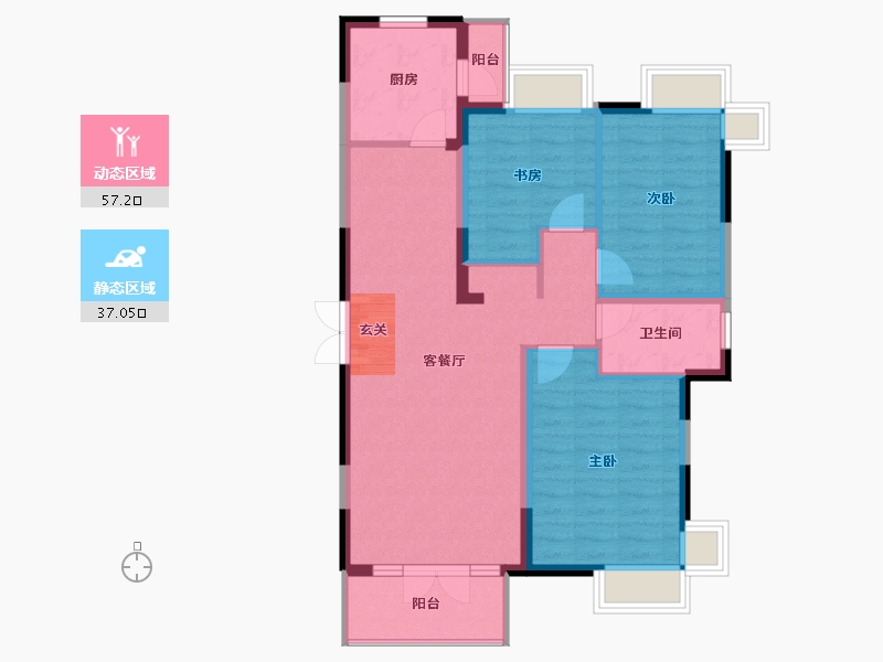 湖南省-长沙市-中国铁建山语城-84.69-户型库-动静分区