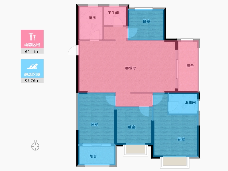 山东省-泰安市-奕珑·西周城-107.00-户型库-动静分区