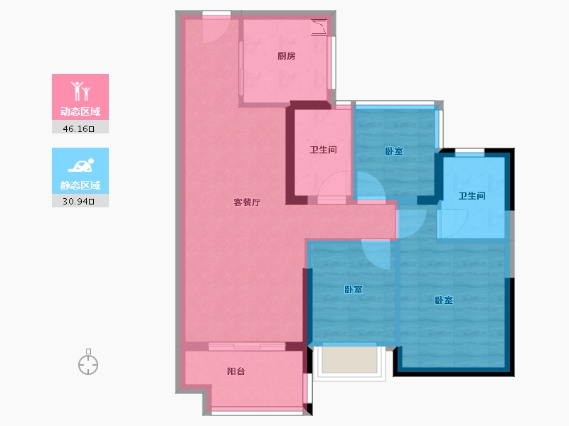 广东省-广州市-广佛保利城-67.99-户型库-动静分区