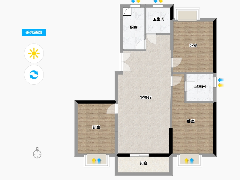 湖北省-孝感市-航空花园-95.72-户型库-采光通风