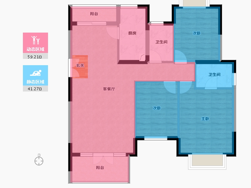 湖南省-长沙市-中国铁建山语城-90.61-户型库-动静分区