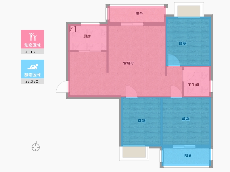 湖北省-武汉市-九坤新城壹号御府-69.15-户型库-动静分区