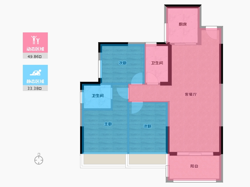 广东省-惠州市-锦地繁花五期-74.53-户型库-动静分区