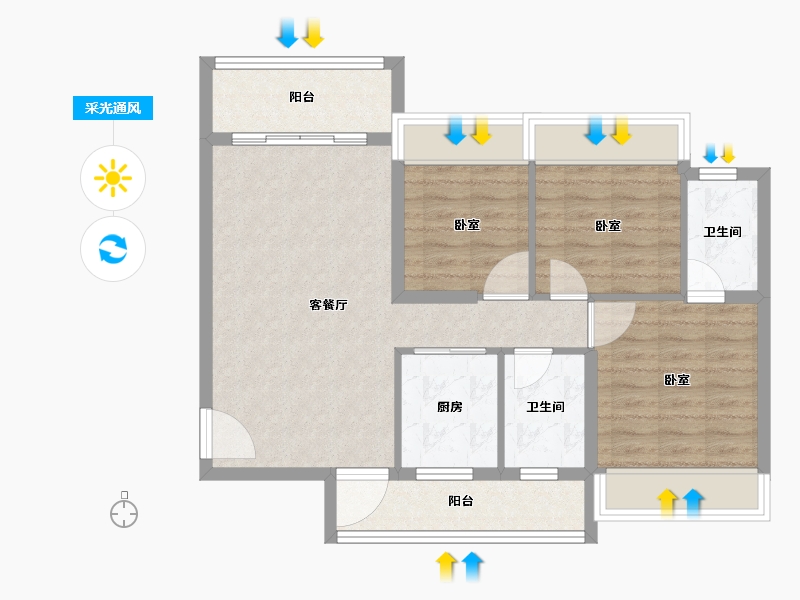 广东省-珠海市-诚丰荔园-78.80-户型库-采光通风