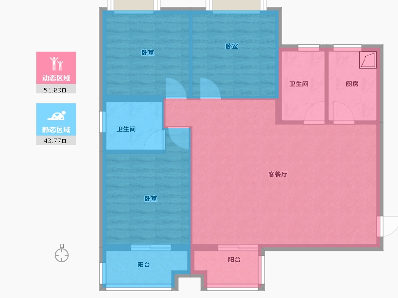 湖北省-武汉市-九坤新城壹号御府-86.14-户型库-动静分区