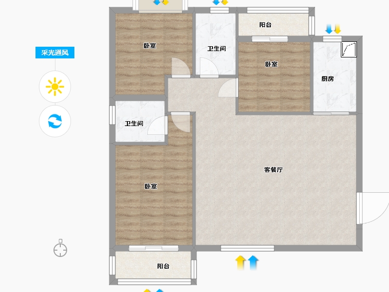 湖北省-武汉市-九坤新城壹号御府-95.17-户型库-采光通风