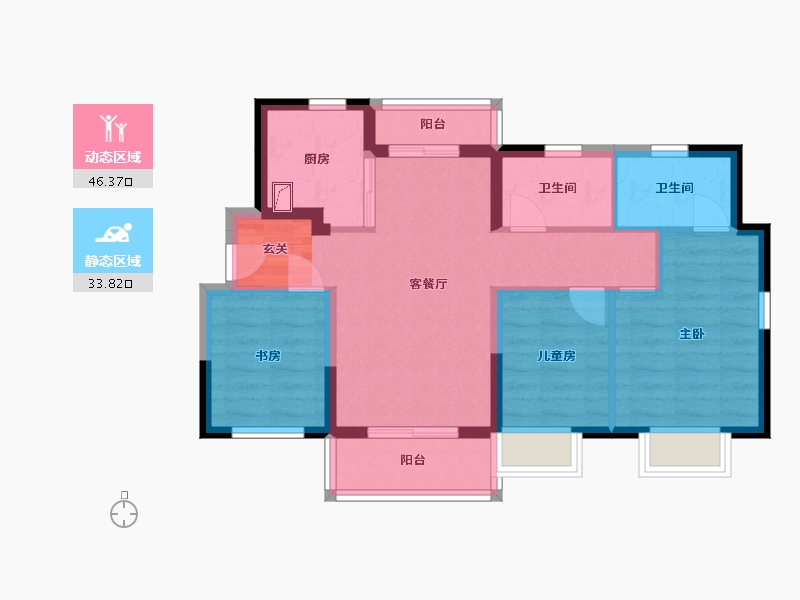 广东省-惠州市-融创玖樟台-70.61-户型库-动静分区