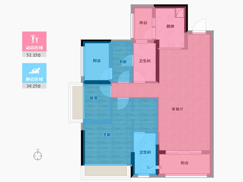 广东省-佛山市-金茂碧桂园正荣府-77.51-户型库-动静分区