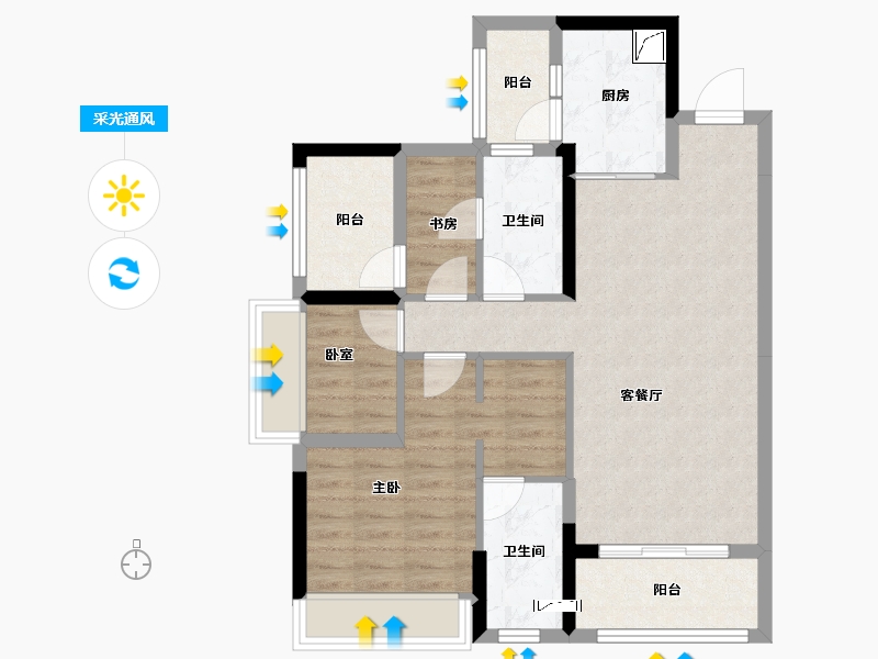 广东省-佛山市-金茂碧桂园正荣府-77.51-户型库-采光通风