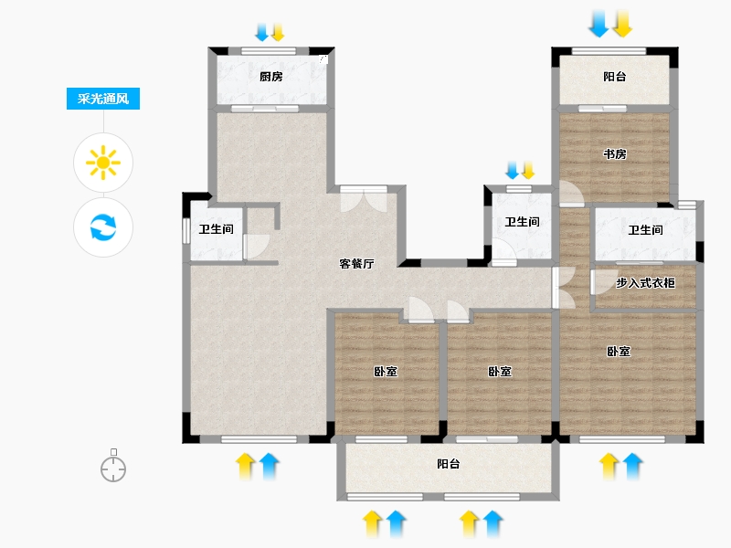 湖南省-长沙市-湾田·望江府-145.29-户型库-采光通风