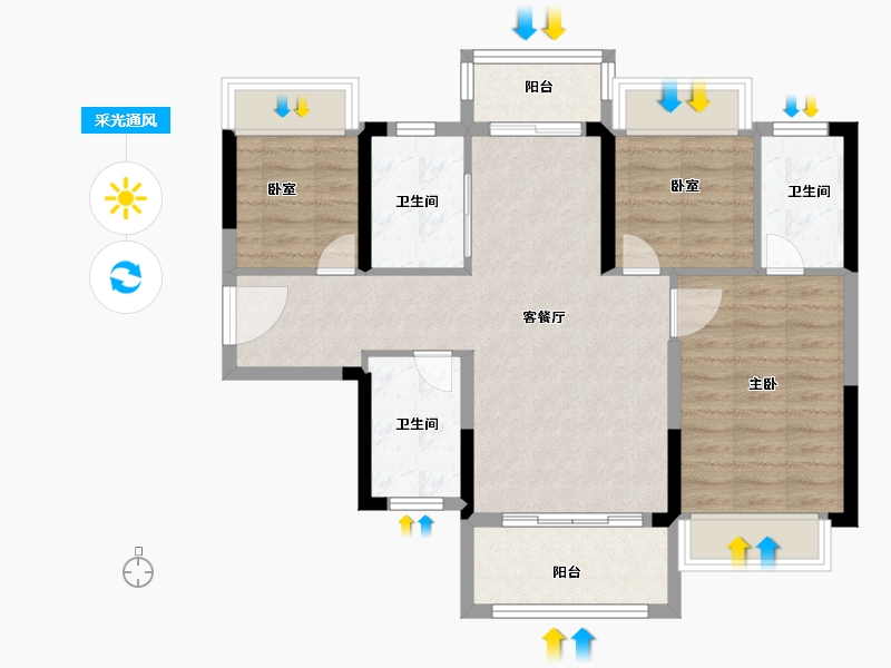 广东省-佛山市-新城香悦公馆-77.00-户型库-采光通风