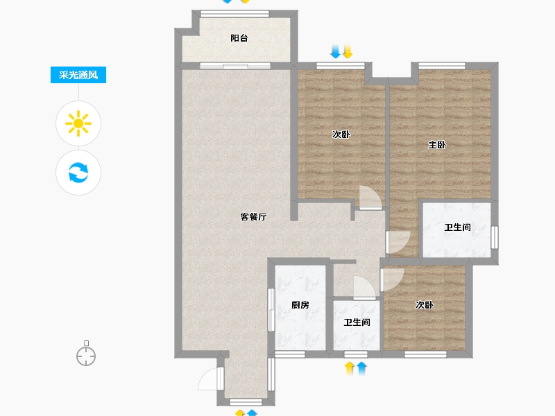 江苏省-无锡市-山水氿城-103.05-户型库-采光通风