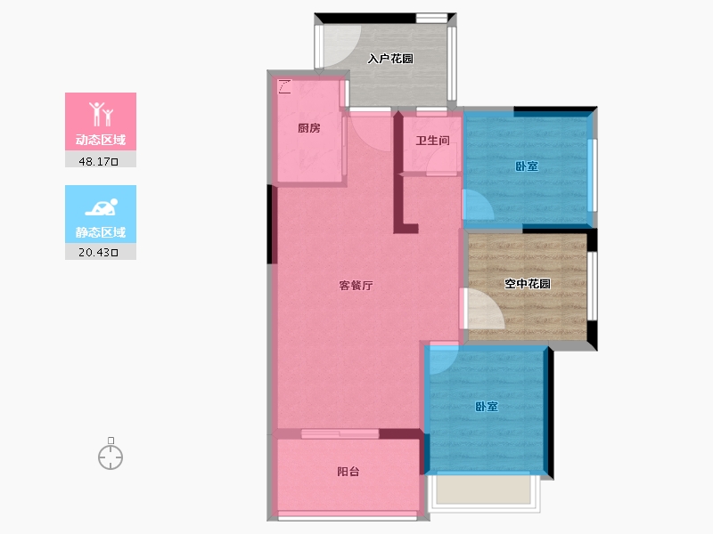 广东省-惠州市-碧桂园龙海壹号-76.20-户型库-动静分区