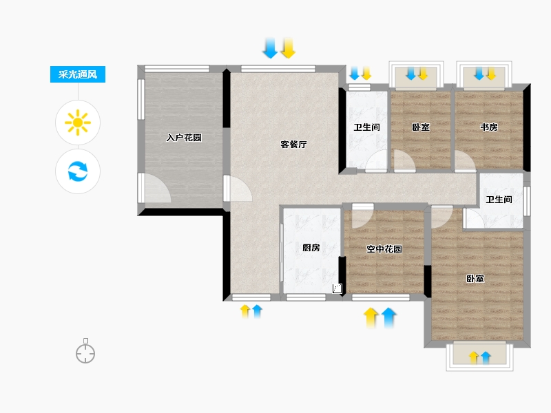 广东省-惠州市-碧桂园龙海壹号-96.93-户型库-采光通风