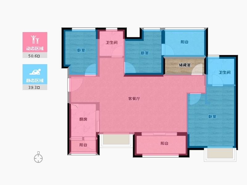 广东省-深圳市-卓越弥敦道-82.58-户型库-动静分区