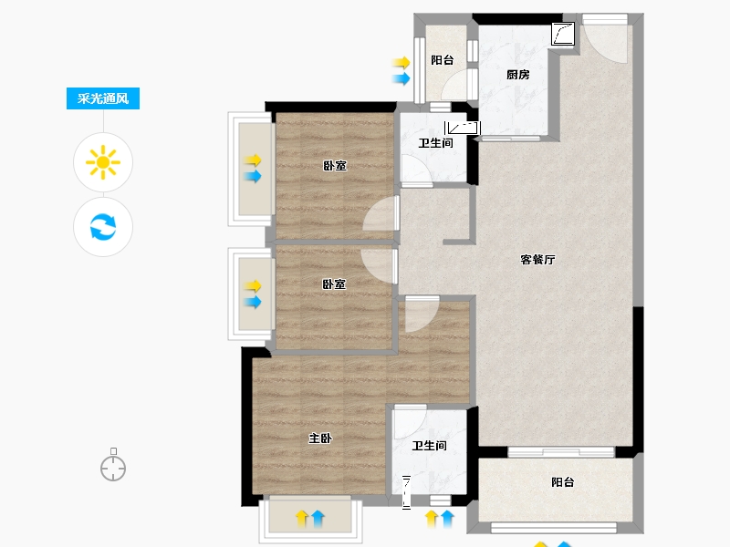 广东省-佛山市-新城香悦公馆-78.00-户型库-采光通风