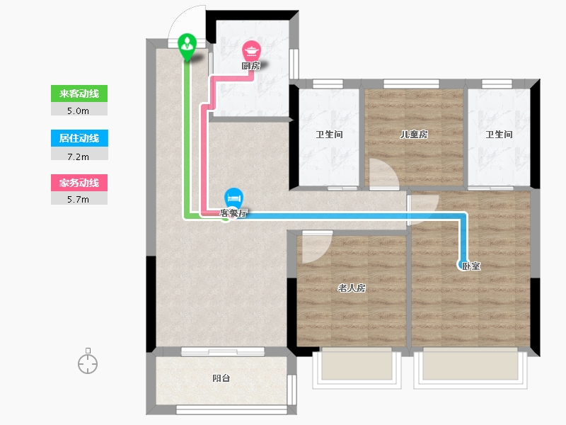 湖北省-武汉市-绿地光谷中心城高层-72.54-户型库-动静线