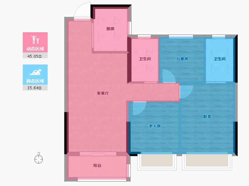 湖北省-武汉市-绿地光谷中心城高层-72.54-户型库-动静分区