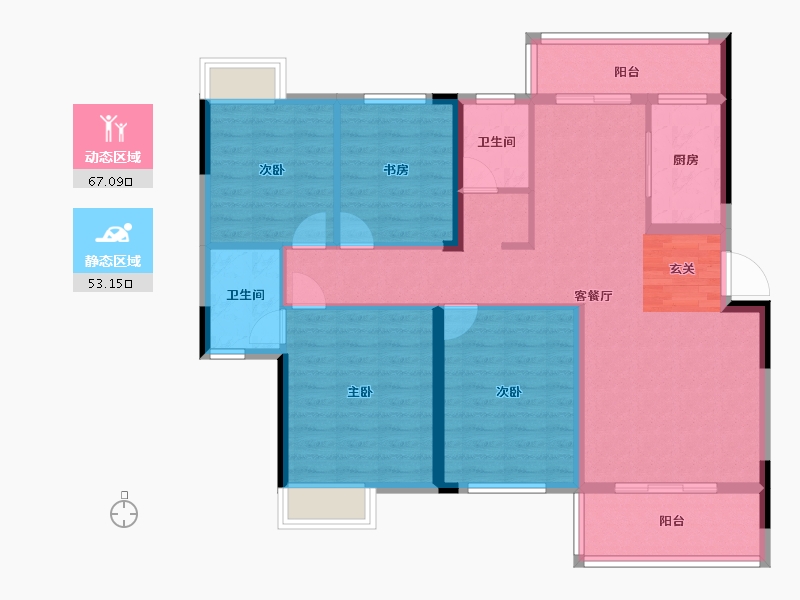 湖南省-长沙市-谷山里-107.95-户型库-动静分区