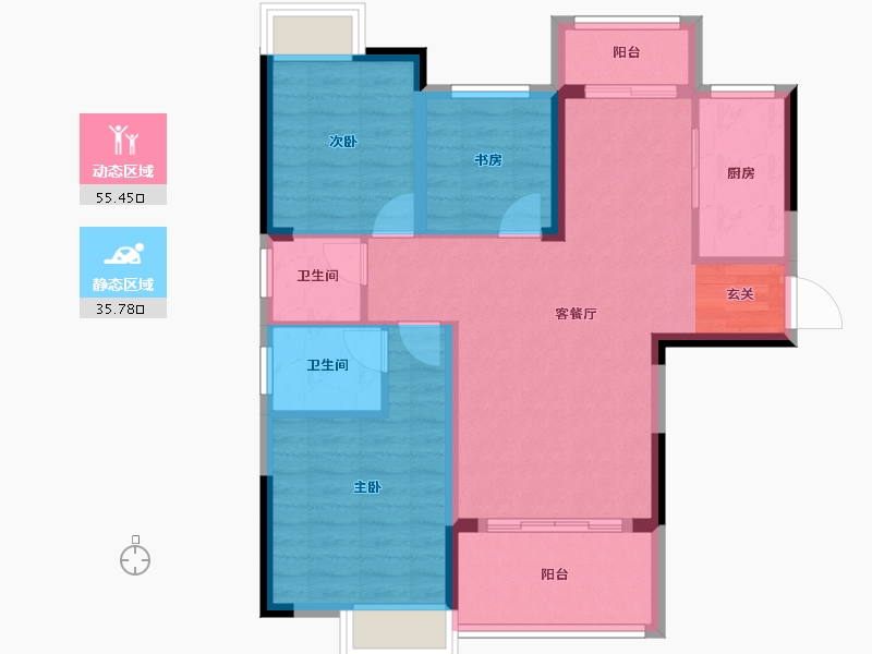 湖南省-长沙市-谷山里-81.64-户型库-动静分区