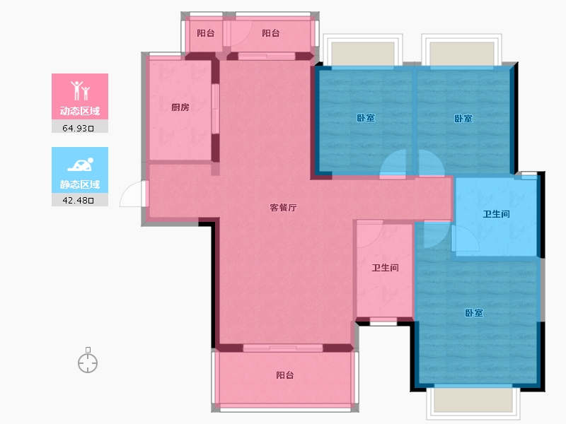 湖南省-长沙市-运达锦绣广场-96.69-户型库-动静分区