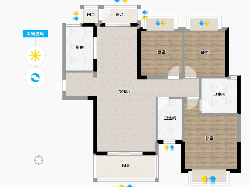 湖南省-长沙市-运达锦绣广场-96.69-户型库-采光通风