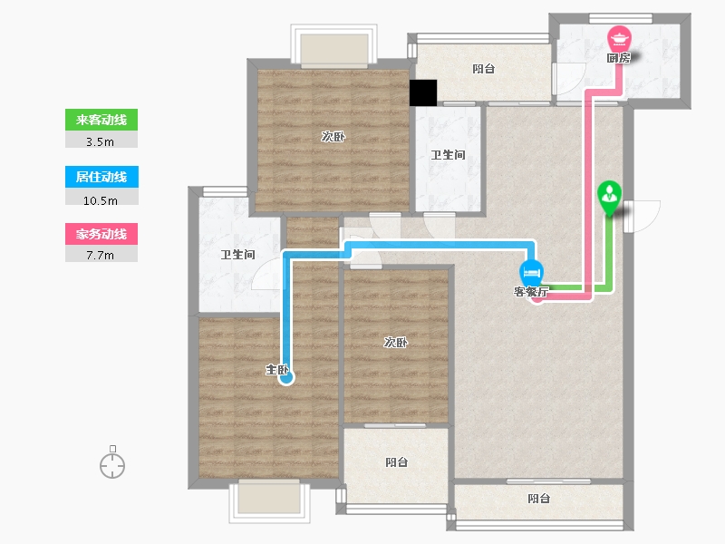 陕西省-西安市-沁水新城-108.64-户型库-动静线