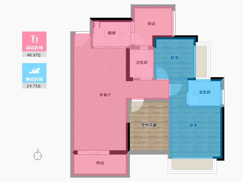 广东省-惠州市-碧桂园龙海壹号-73.04-户型库-动静分区