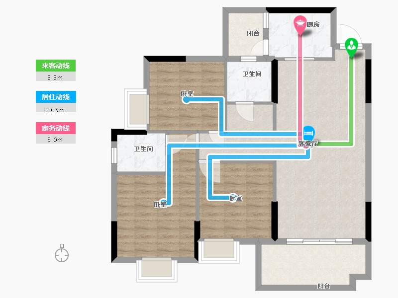 湖南省-郴州市-郴州馨河湾-95.35-户型库-动静线