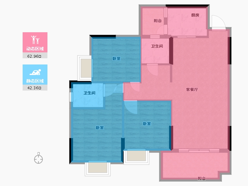 湖南省-郴州市-郴州馨河湾-95.35-户型库-动静分区