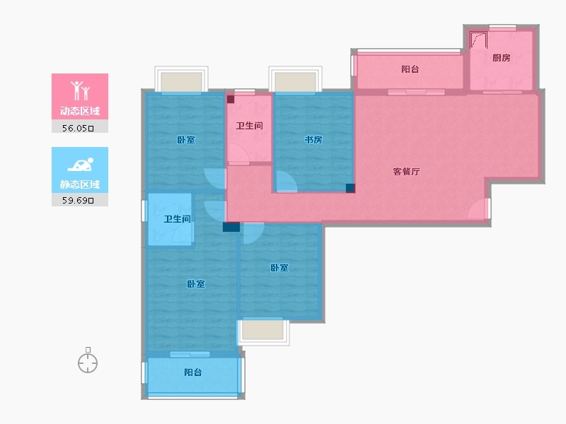 湖北省-武汉市-九坤新城壹号御府-104.10-户型库-动静分区