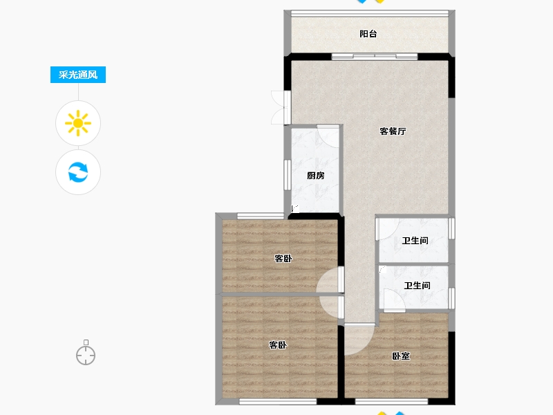 湖北省-武汉市-世界城香榭丽舍-93.83-户型库-采光通风