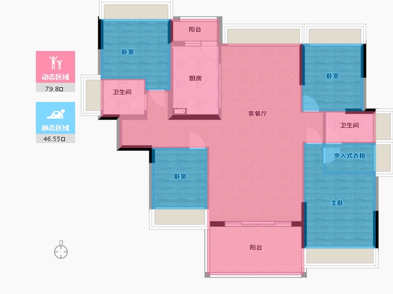 广东省-深圳市-星都梅沙天邸-113.75-户型库-动静分区