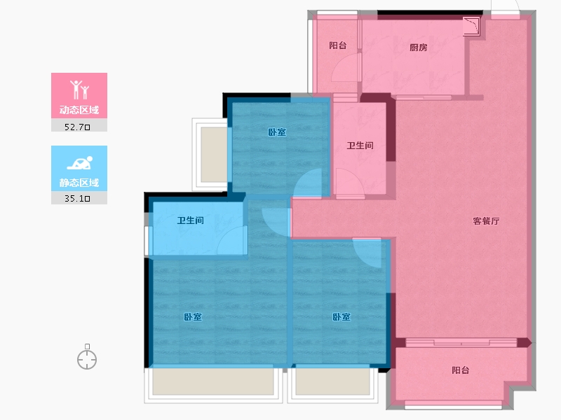 广东省-广州市-小城大院二期-78.45-户型库-动静分区