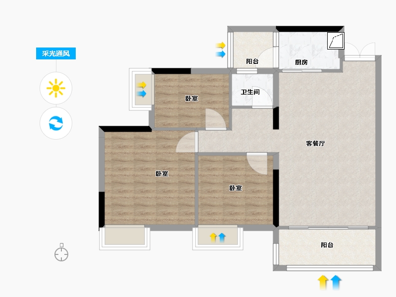 湖南省-郴州市-紫金嘉园-84.50-户型库-采光通风