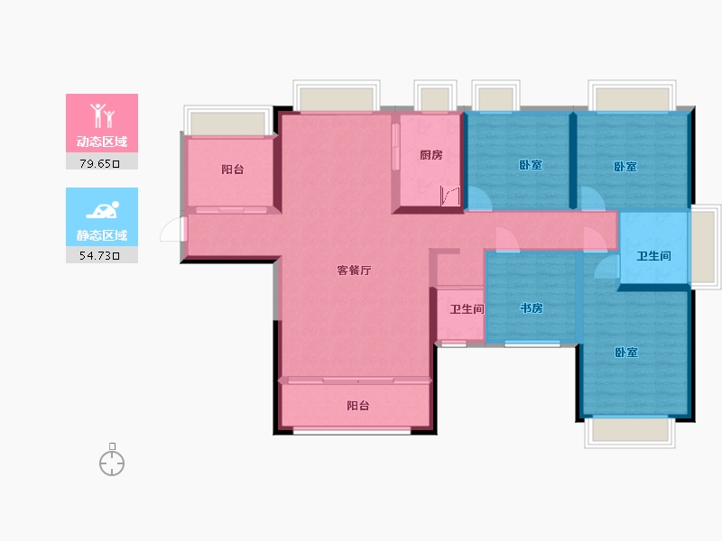 湖南省-常德市-富新·瞰江南-120.66-户型库-动静分区