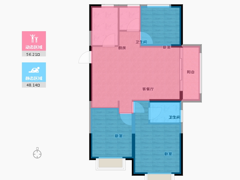 山东省-泰安市-奕珑·西周城-95.01-户型库-动静分区