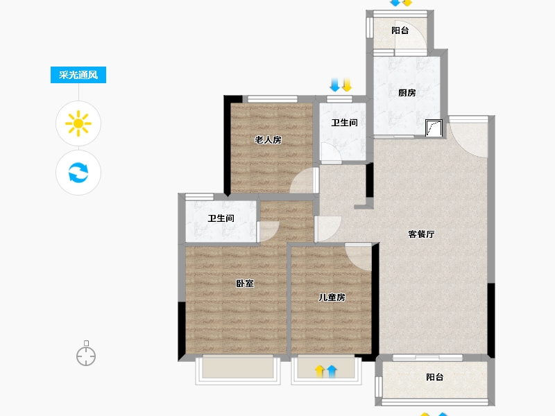 湖北省-武汉市-绿地光谷中心城高层-94.00-户型库-采光通风