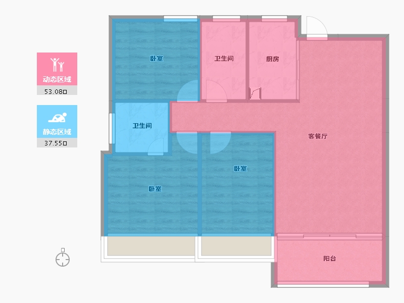 湖南省-常德市-阳光地带-82.84-户型库-动静分区