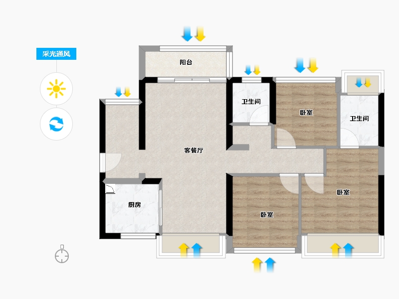 广东省-广州市-中建·鄂旅投岭南悦府-74.00-户型库-采光通风