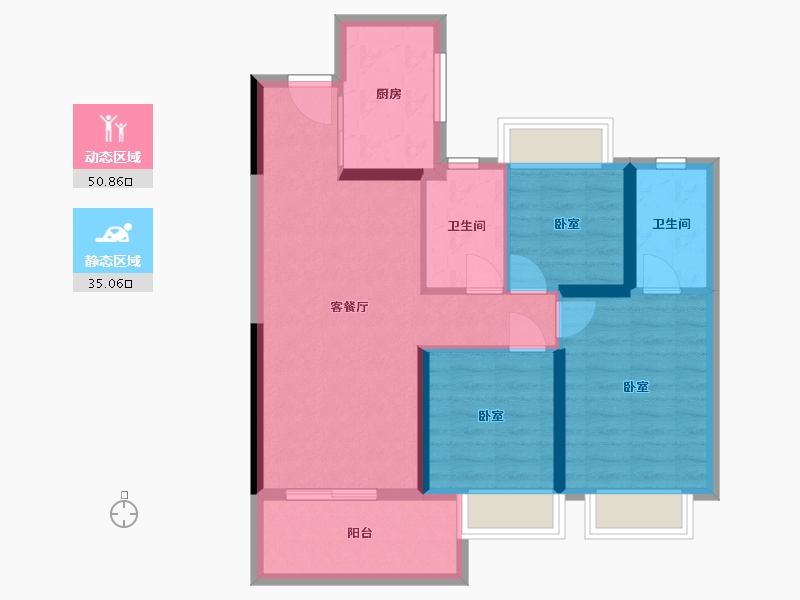 湖北省-武汉市-保利和光晨樾-76.40-户型库-动静分区